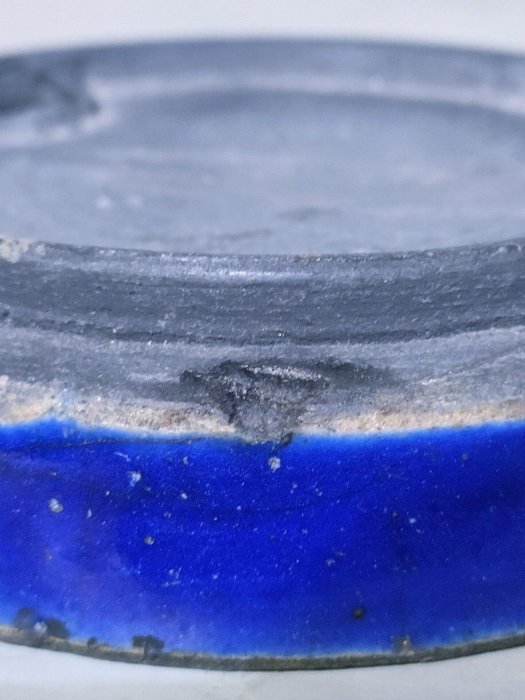 清代藍釉暖硯工藝推薦辦質精良難得一見器型規整精美可收藏清代古董陶瓷