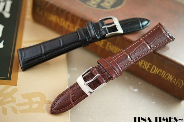 TINA TIMES~GISELLE美洲短吻鱷魚紋小牛皮腰身錶帶(18mmX14mm) 大縮腰 專業錶款特殊尺寸