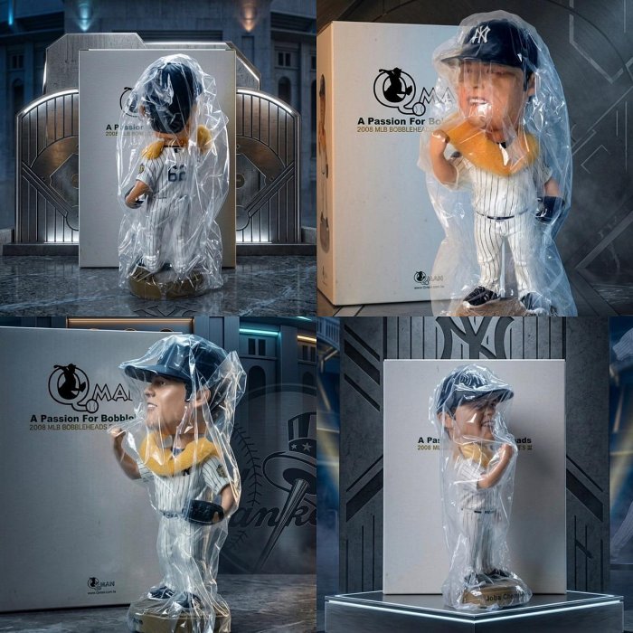 1元起標無底價!貳拾肆棒球 Q-MAN珍藏品MLB 紐約洋基 New York Yankees 張伯倫 Joba Chamberla搖頭公仔限量生產1500支