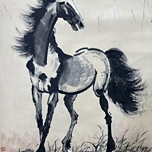 中国画・徐悲鴻 駿馬図 中堂 掛け軸 徐悲鴻】駿馬圖四尺中堂純手繪作品裝裱尺寸:210*81cm左右畫芯尺寸:137