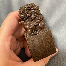 中国　唐木紫檀製　獅子鈕印材　置物　M 　R4624 中国 唐木紫檀製 獅子鈕印材 置物 M R4624