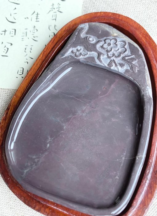 端渓硯板】◇蕉葉白・眼・魚脳凍・金線・胭脂暈・青花◇白端素質美石