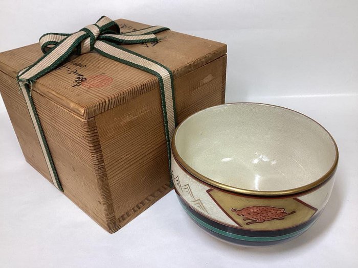 茶碗 仁清 亥 清閑寺窯 木箱入 茶道具 古物品 仁清茶碗清閒寺窯亥木盒裝| Yahoo拍賣