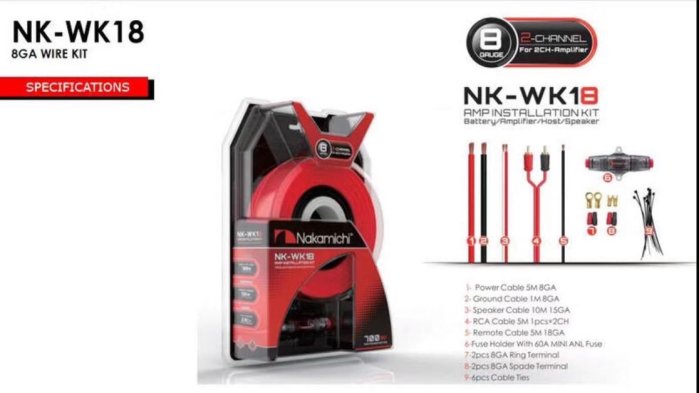 現貨 全新 日本中道NK-WK18電源線組DIY發燒配件包~8awg8號線.薄型重低音擴大機專用