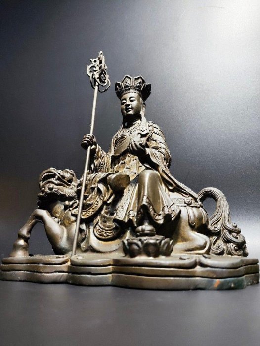 早期純銅大型神尊-獬豸地藏王#06（古董/收藏/銅爐/香爐/銅器/擺飾/珍藏