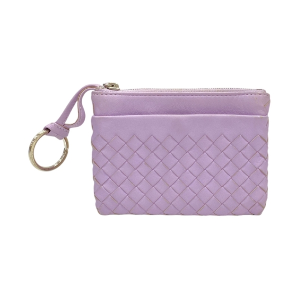 BOTTEGA VENETA BV 寶緹嘉 紫色 編織羊皮 鑰匙零錢包【二手名牌BRAND OFF】