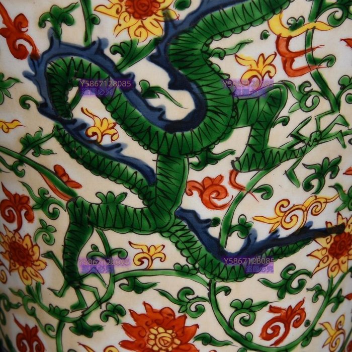 明嘉靖五彩龍紋花卉紋梅瓶44×25，1200679 青花斗彩汝瓷二手【古玩閣二