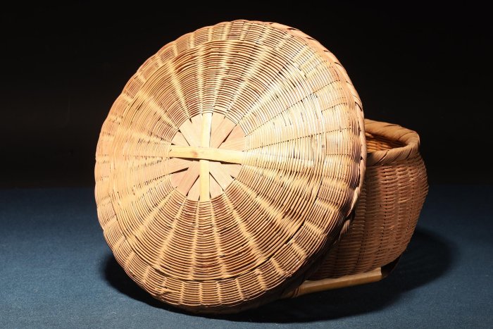 竹細工 長30CM！ lisaadeley 手工竹編提籃子日式水果盤中式手編織茶具