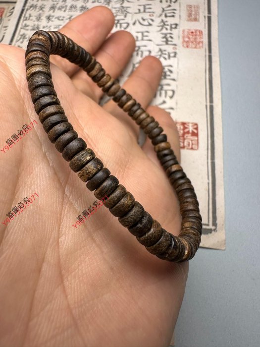 二手】【珍藏級】都蓬黑奇楠沉香沉水浮手串｜5-6mm 3.8克同料切制越南