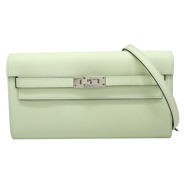 HERMES 愛馬仕 氣泡綠 Epsom牛皮 Kelly To Go Wallet 肩背包 B刻 銀釦 【二手名牌BRAND OFF】
