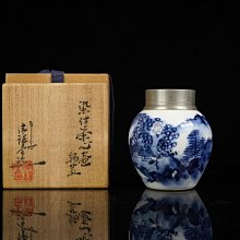 希少　美品　平安清課堂造　茶壺 錫 箱付　包布付　錫製　茶道具　茶器 清課堂平安七甫作染付錫口茶心壺在銘原箱日本名家手作茶具茶道美學8.2