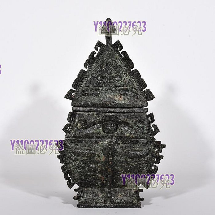 可議價西周青銅器饕餮紋.獸面紋.牛紋.銘文方彝高40厘米寬30厘米3