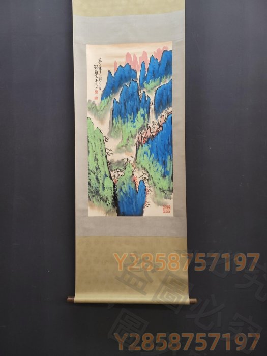 A 劉海粟紙本潑彩山水立軸畫心尺寸50x101厘米【祈福閣】 | Yahoo拍賣