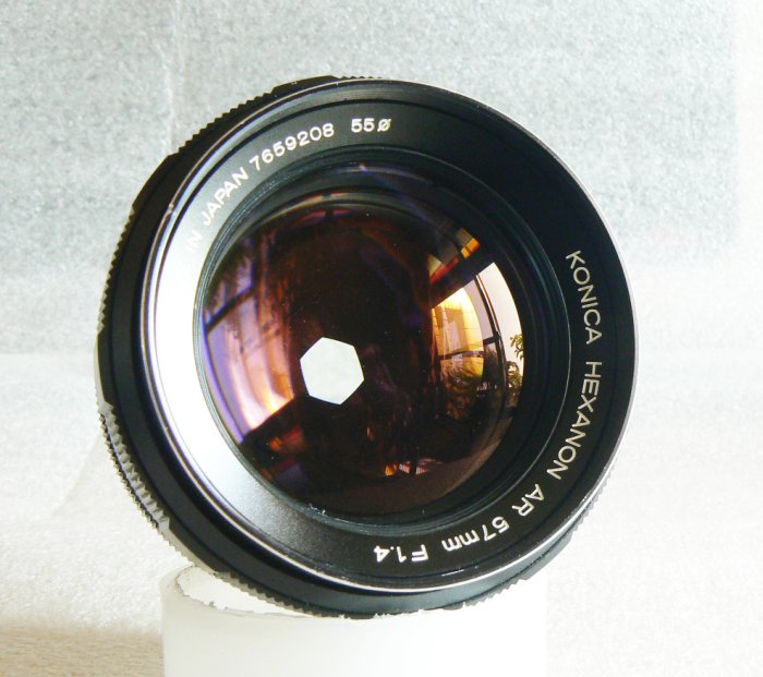 KONICA HEXANON AR 57mm F1.4 後期型 【光学美品】 Konica Hexanon AR 57mm f/1.4 Lens Set Black Body Used, Some