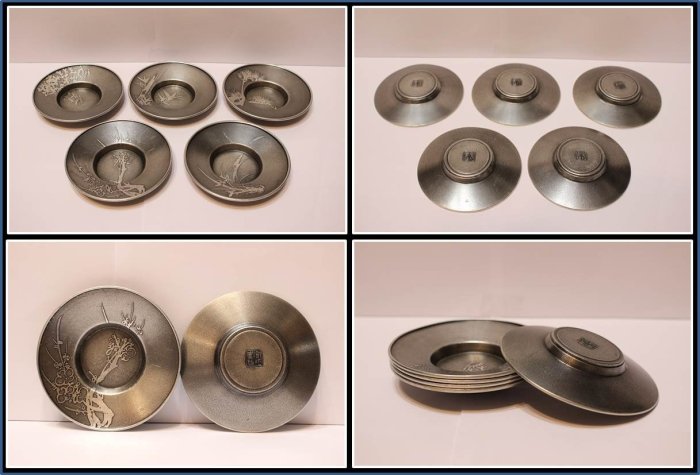 間村自造 古錫製 四君子文 胴紐茶壺　煎茶道具 茶器/茶入/茶筒/茶心壺 間村自造錫製四君子文胴紐茶壺⁄箱付 煎茶道具錫