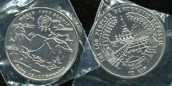 LAOS（寮國FAO紀念幣），10-KIP （大鎳幣），K61，1996，品相全新UNC