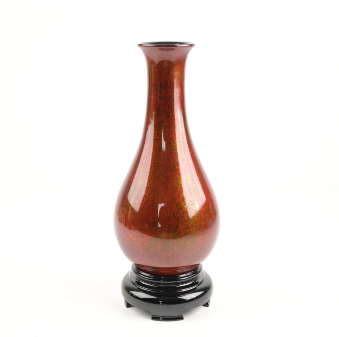 玖隆蕭松和挖寶網P》福州脫胎漆器胖身花瓶觀賞瓶擺飾擺件盒裝總重約1.6