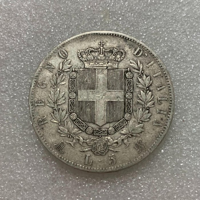 1874年意大利5里拉銀幣伊曼紐爾二世Issuer Italy King Vittorio