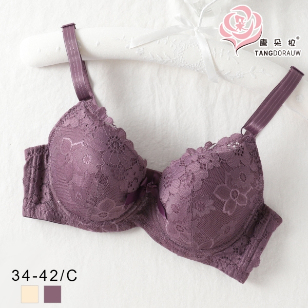 精緻蕾絲內衣 立體杯模包覆提托34.36.38.40.42C 女內衣 (8022)-唐朵拉