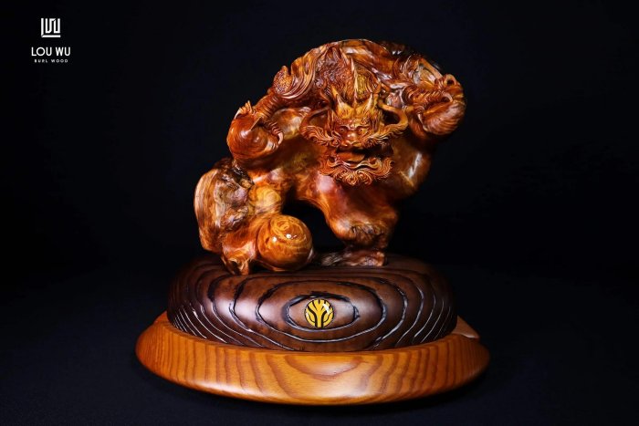 K0889] 紅檜鳳尾榴雕塑- 龍作者:官勝彬老師(榴木塊區) 現貨／收藏品-羅