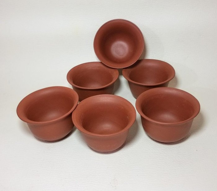 中国宜興 朱泥植木鉢 6個 中国宜興 植木鉢 朱泥 無傷、細密彫刻 共