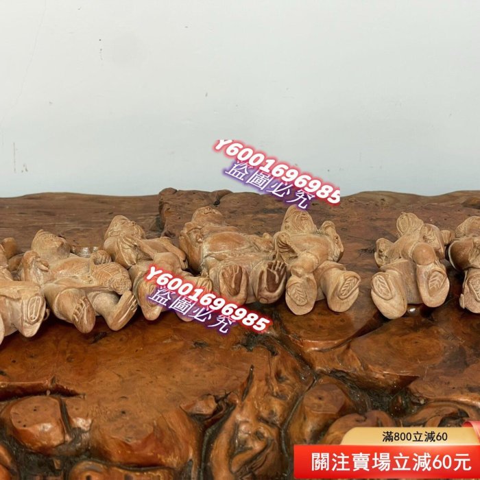 日本老木雕根付，七福神木雕根付，吉川刻款，雕工精致標七個， 尺寸:高