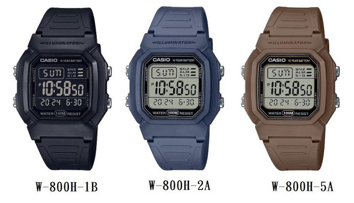 【萬錶行】CASIO 運動時尚 W-800H 十年電力錶 W-800H-1A W-800HG-9A W-800H-5A