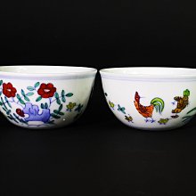 [銀九藝] 早期 曉芳窯 仿大明成化 鬥彩雞缸杯 一對