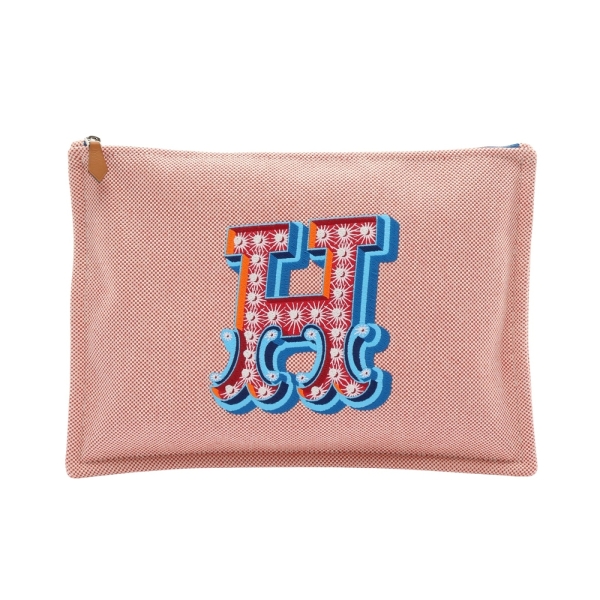 HERMES 愛馬仕 H Tissage Case 收納包 愛馬仕紅 帆布 【二手名牌BRAND OFF】