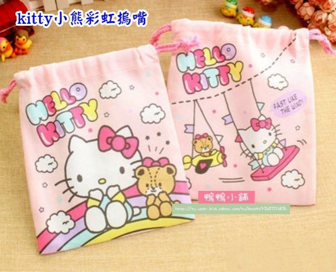 《☆鴨鴨小舖禮品館☆》【卡通束口收納袋-N】kitty凱蒂貓 奇奇蒂蒂花栗鼠 抽繩袋 洗漱包化妝袋 收納包雜物袋 6款選