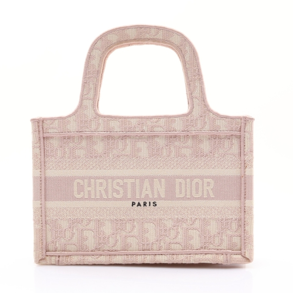 Dior 迪奧 Mini Dior Book Tote 手提包 粉色 緹花帆布 二手精品 【二手名牌BRAND OFF】