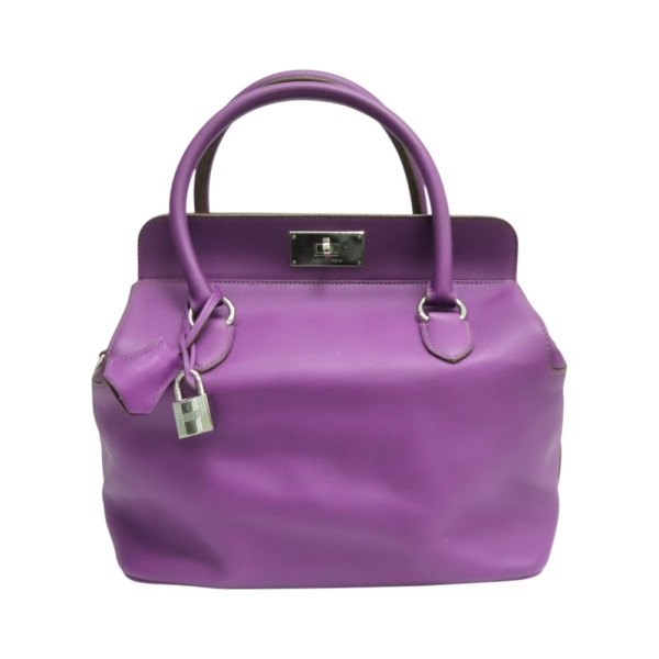 HERMES 愛馬仕 紫色 Swift牛皮 Toolbox 26 兩用包 U刻 銀釦 062209CK 【二手名牌BRAND OFF】