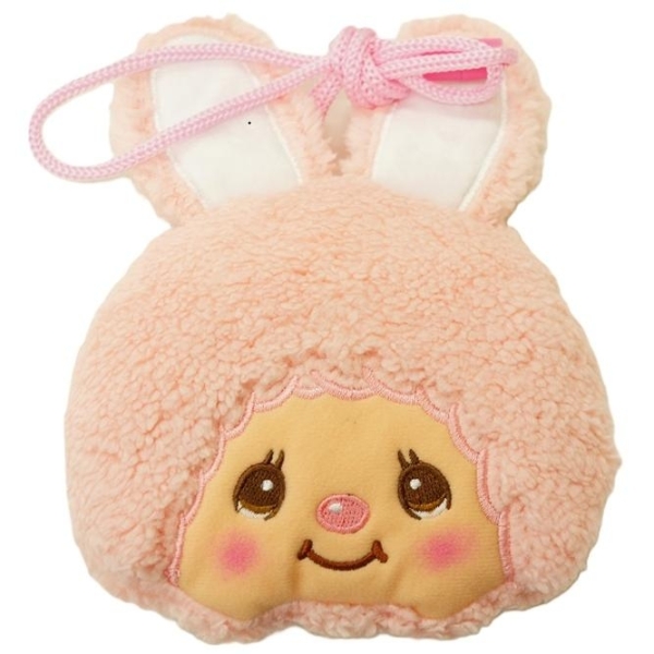 【震撼精品百貨】monchhichi 夢奇奇~日本 夢奇奇拉鍊零錢包覆繩-粉兔子*05291