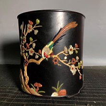 小葉紫檀木鑲多寶筆筒滿金星牛毛紋清晰高17厘米寬16.5厘米【十大雜項
