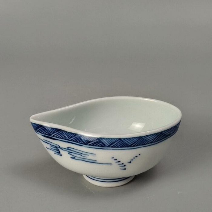 篩月庵竹泉制日本平安時代三浦竹泉造清水燒染付茶具原箱保存橫手公道杯