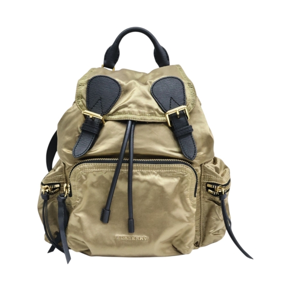 BURBERRY 巴寶莉 金色尼龍 緞面 Backpack 後背包 【二手名牌BRAND OFF】