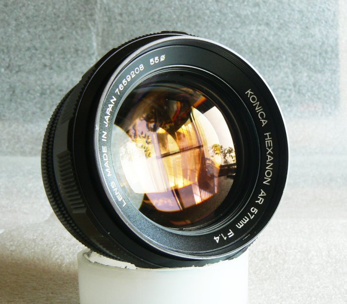 KONICA HEXANON AR 57mm F1.4 後期型 【光学美品】 Konica Hexanon AR 57mm f/1.4 Lens Set Black Body Used, Some