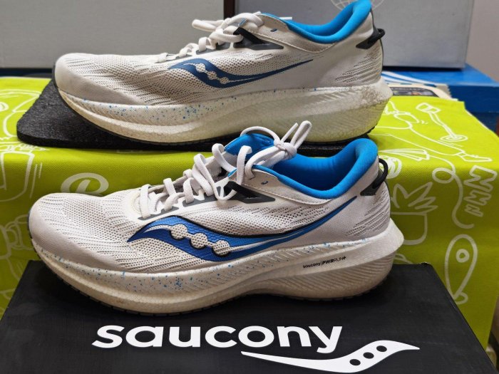 Saucony Triumph 21男款跑鞋 白藍45碼29cm 1雙附原盒