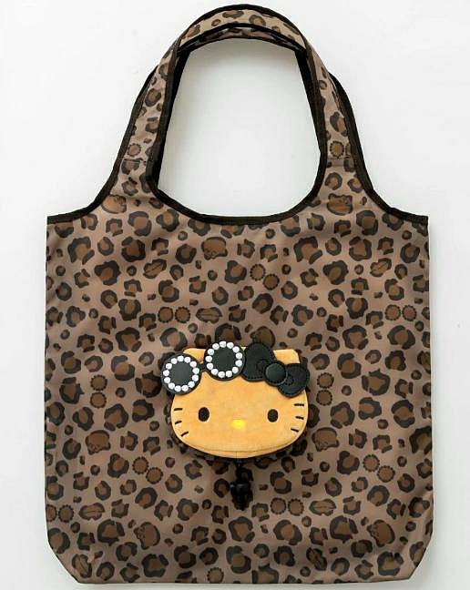 ＊日式雜貨館＊日本三麗鷗 限量款 日曬凱蒂貓 曬黑豹紋款 KITTY 購物袋 可收納購物袋 豹紋購物袋