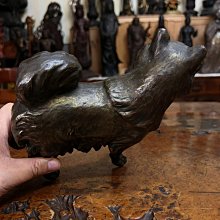 可議價日本金工名家秀正作品《蠟型鑄銅制戌狗銅犬置物》 日本古美術