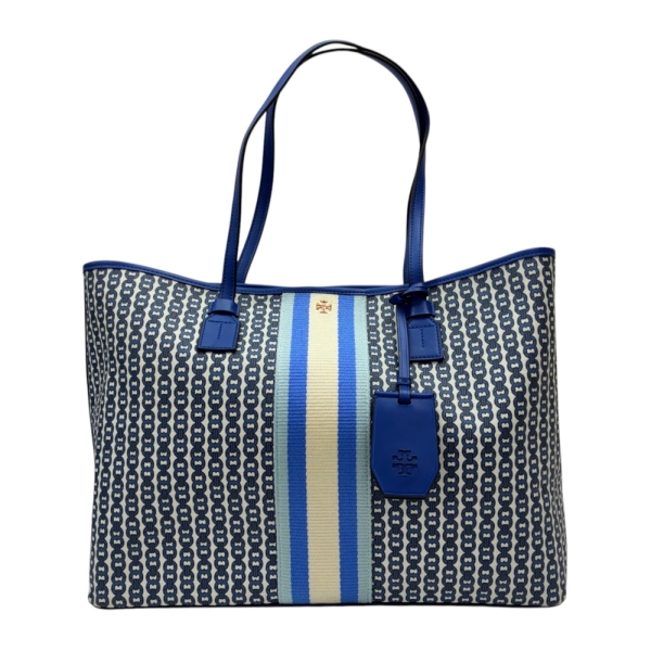 TORY BURCH 湯麗柏琦 藍/白色 帆布 Gemini Link 肩背包 【二手名牌BRAND OFF】