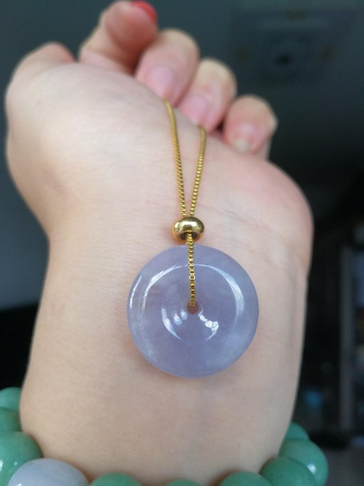 美術品 Aグレード翡翠 冰種翡翠 紫羅蘭 紫翡翠 高冰 氷種 祥雲鎖 挂件