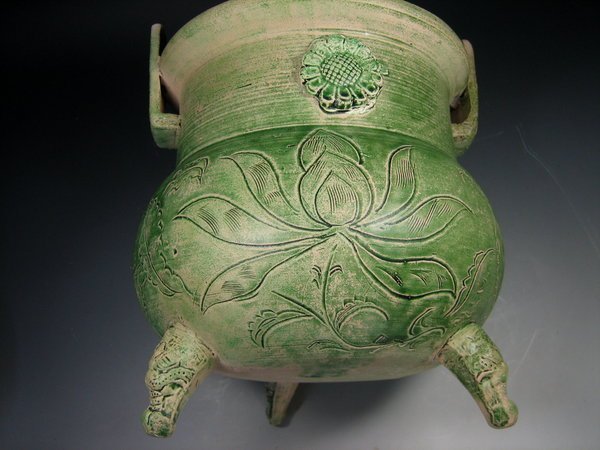 宋・古陶瓷品・汝窯・獣面雙耳・三足熏香炉』極細工