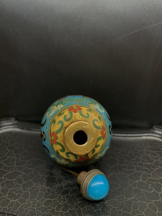 鼻煙壺老銅胎掐絲琺瑯彩景泰藍鼻煙壺高8.2厘米，寬4.9厘米【二手】5112