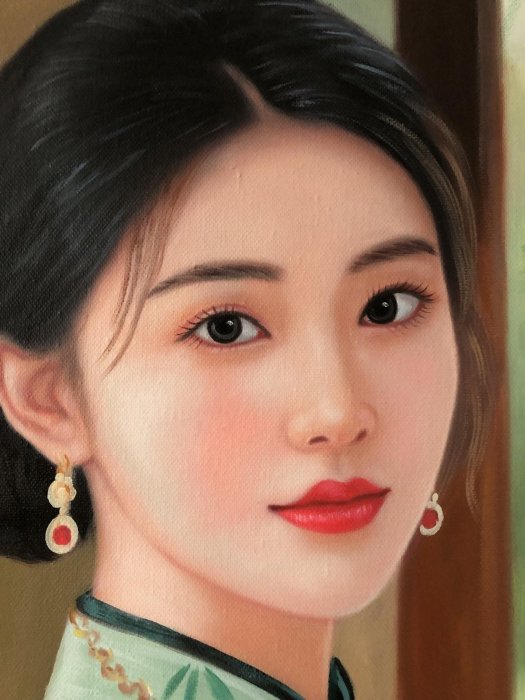 嚴選冷軍经典人物油畫，手工創作尺幅100x70cm，收藏推薦冷軍人物油畫