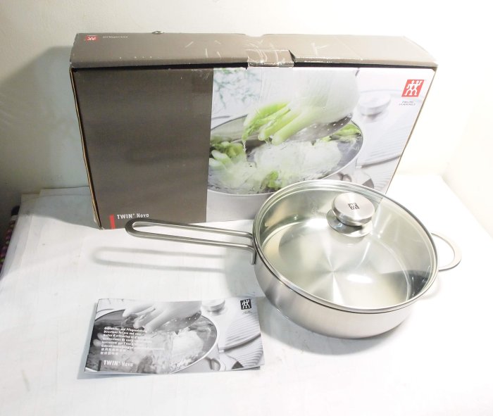 全新,德國雙人牌 TWIN Nova 24CM 不鏽鋼單柄平煎鍋 / 2.4L