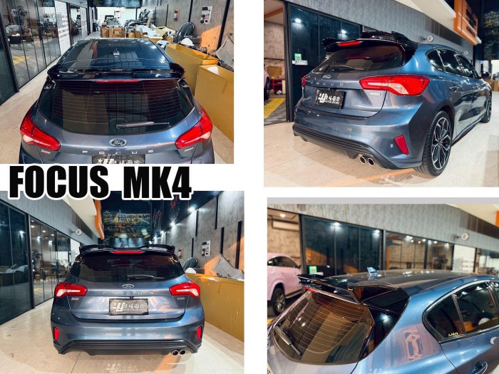 小亞車燈＊新 FOCUS MK4 MK4.5 5門 懸浮 ST-line 款 後掠式 大尾翼 擾流 亮黑 尾翼