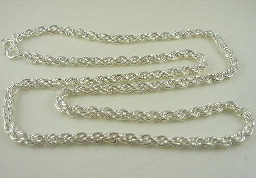 【金飾記錄】【990純銀】∪【純銀麻花項鍊1兩版】2尺=24吋=61公分可套頭