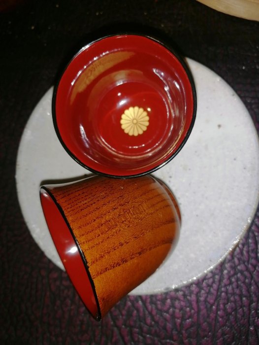輪島塗 盃手 日本島桑木木整挖金大漆描金菊茶杯酒杯