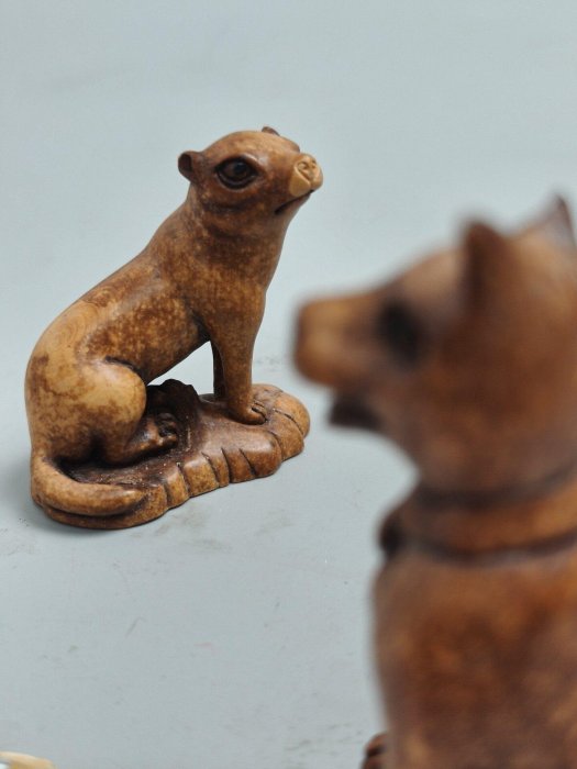 古董品 黄楊木 手工彫刻 代代數錢 置物 擺件 木工、竹工芸 工芸品
